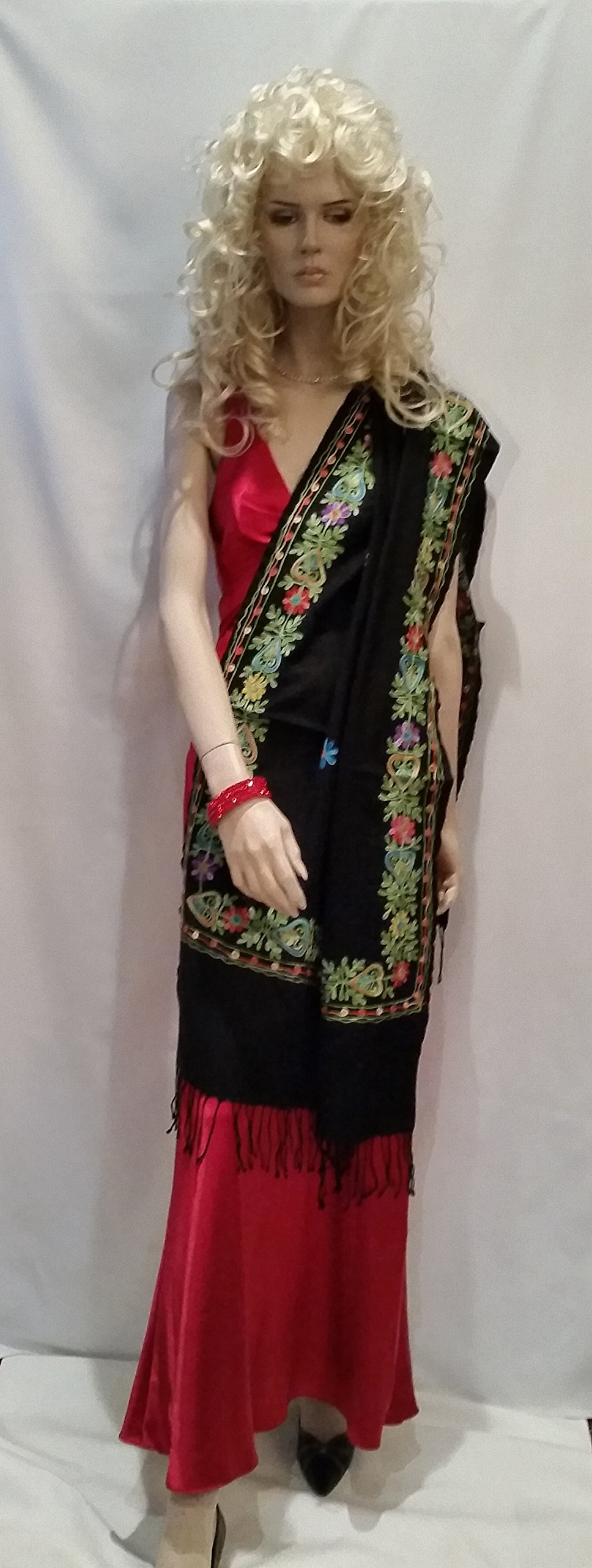 Luxury Pashmina Stole Scarf with Handmade Crewel Embroidery - Soft Cashmere Wool Wrap for Women - Perfect for Weddings, Parties & Winter Fashion