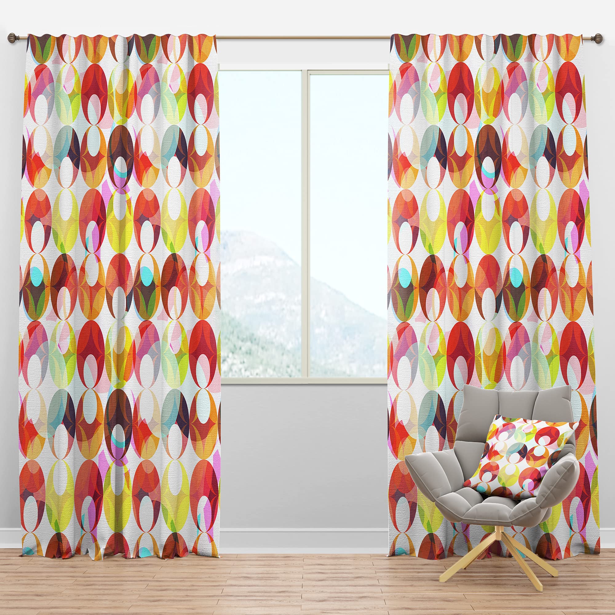 Blackout Curtains with Abstract Colorful Circles Design - Thermal Insulated Bedroom & Living Room Drapes - Single Panel 52x84 Inches - Perfect for Light Blocking, Privacy & Energy Efficiency