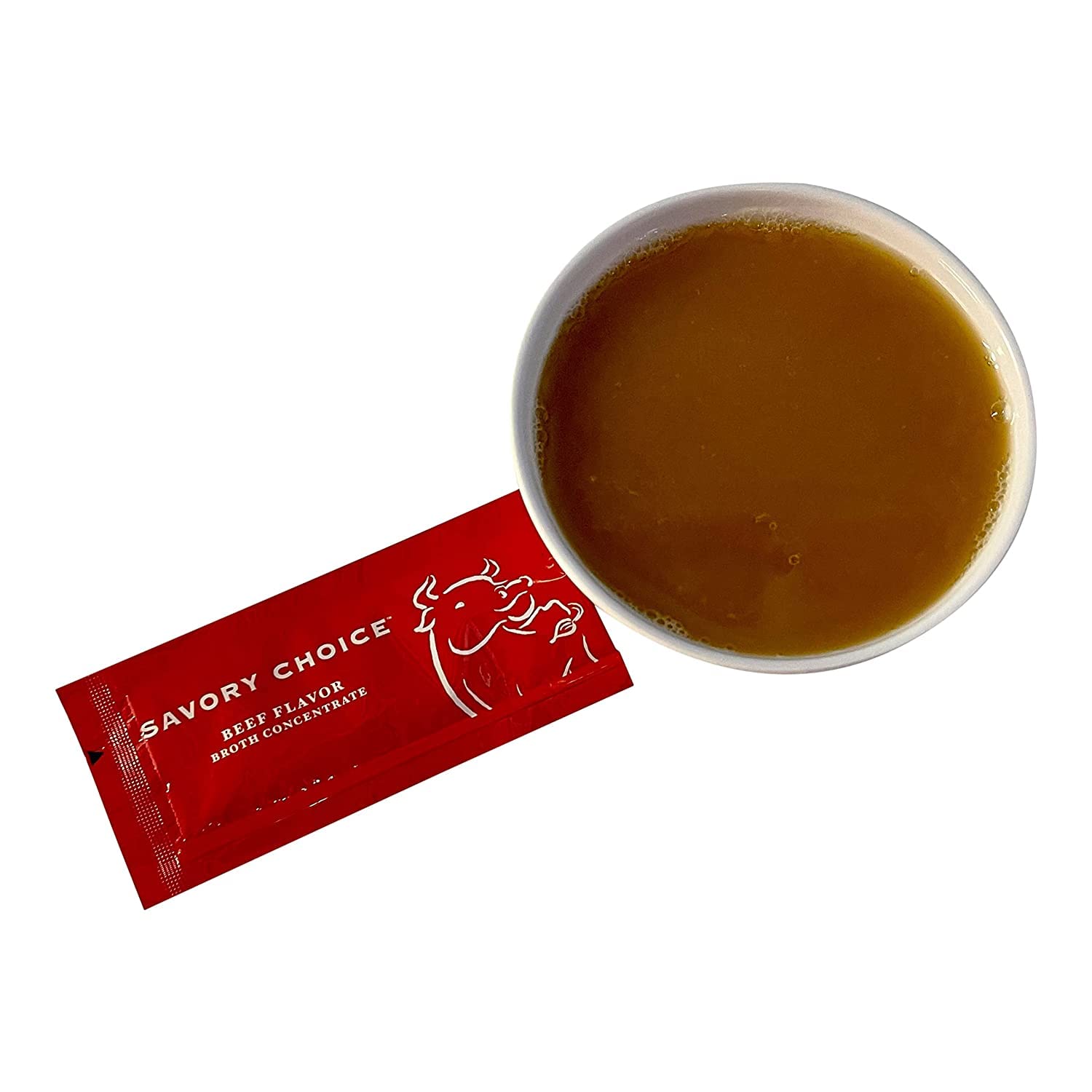 Savory Choice Reduced Sodium Gluten-Free Beef Broth Concentrate - Pack of 40 | Low-Salt Cooking Stock for Soups, Stews & Healthy Meals | Keto & Paleo Friendly