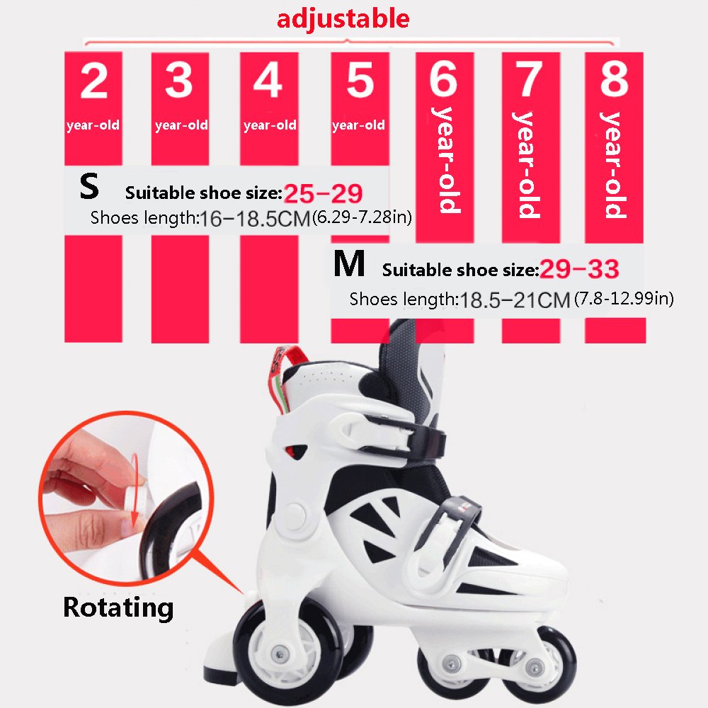 Adjustable 4-Wheel Inline Skates for Kids & Toddlers - Triple Lock PVC Wheels, Breathable Mesh Shoes with Full Protection Set - Beginner Roller Skates for Boys & Girls Ages 3-8 - Perfect for Outdoor Play, Birthday Gifts & Learning to Skate