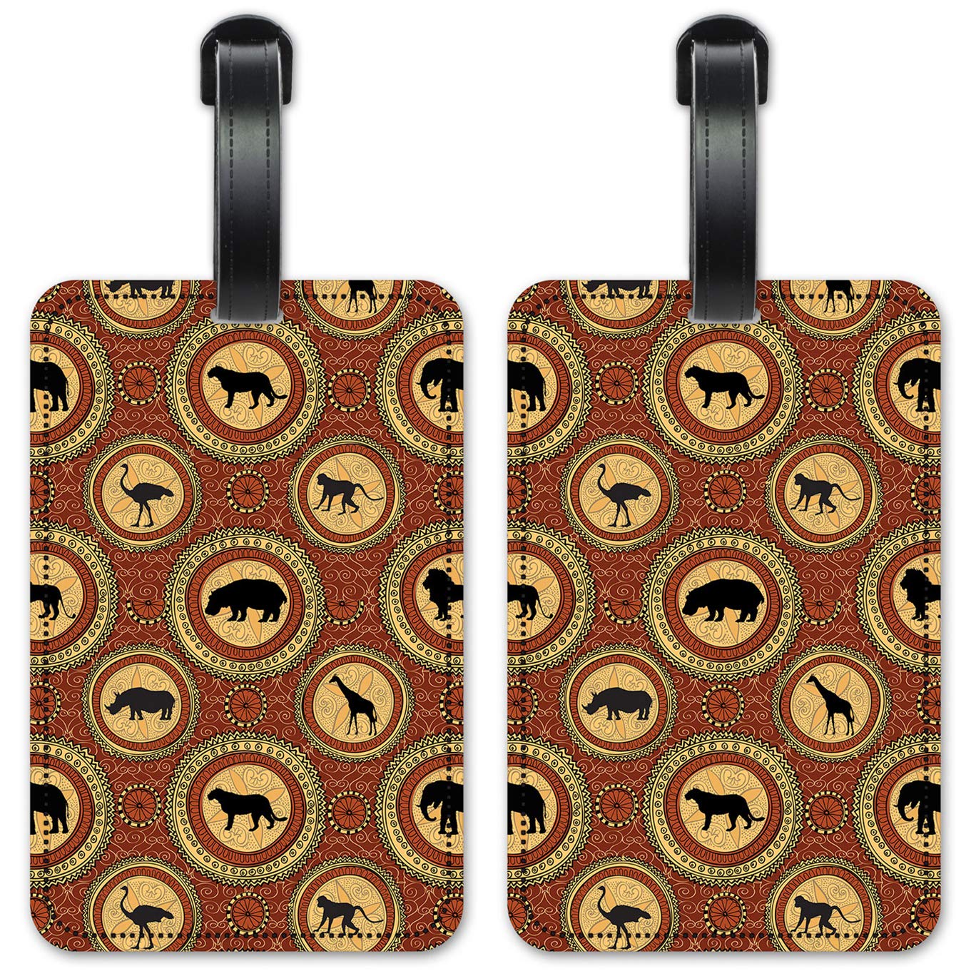African Animal Print Luggage ID Tags - Set of 2 Suitcase Identification Cards for Travel Accessories | Perfect for Airports, Cruise Ships & Business Trips