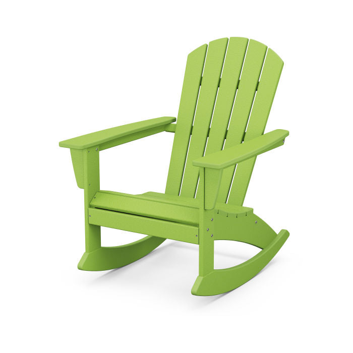 POLYWOOD Nautical Adirondack Rocking Chair - All-Weather Outdoor Rocking Chair for Patio, Deck, Garden & Beach - Durable & Comfortable Furniture