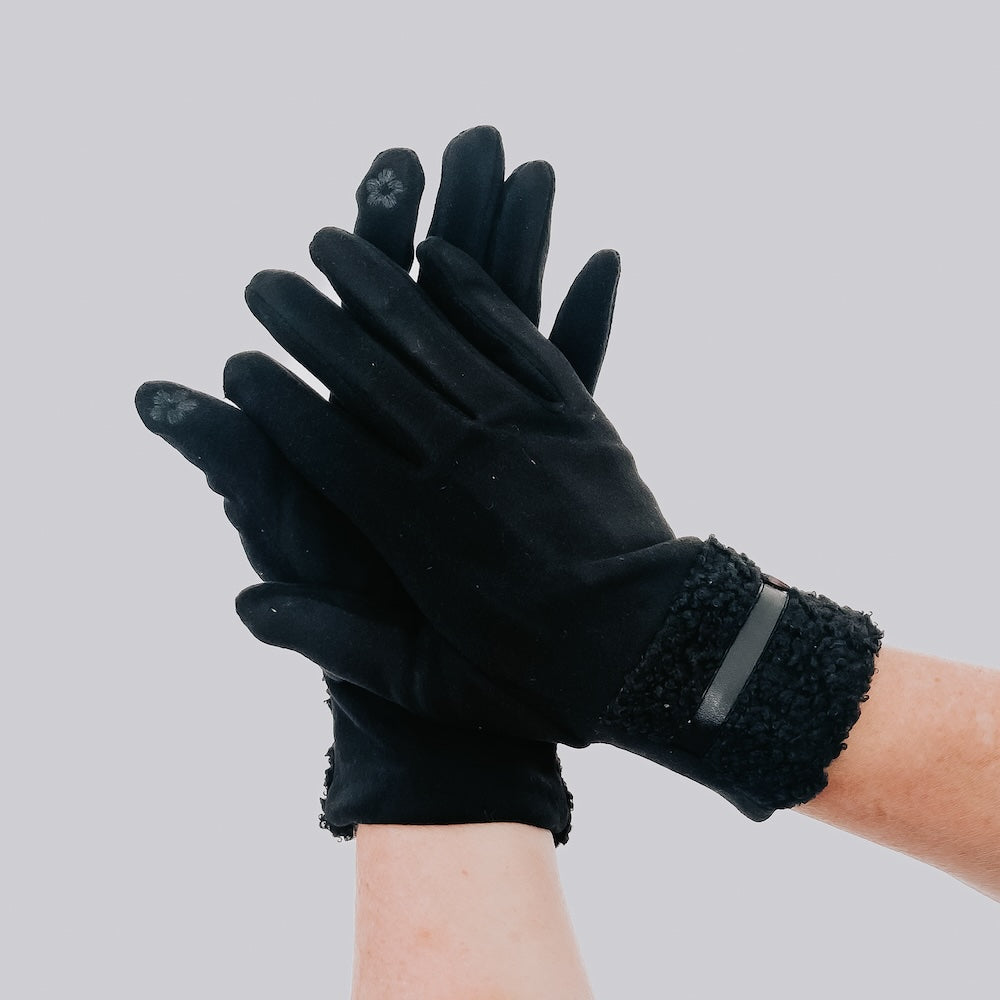 Cozy Teddy Fur Cuff Gloves for Women - Winter Warm Fleece Lined Gloves - Soft Touchscreen Gloves for Cold Weather - Perfect for Outdoor Activities, Driving & Daily Use