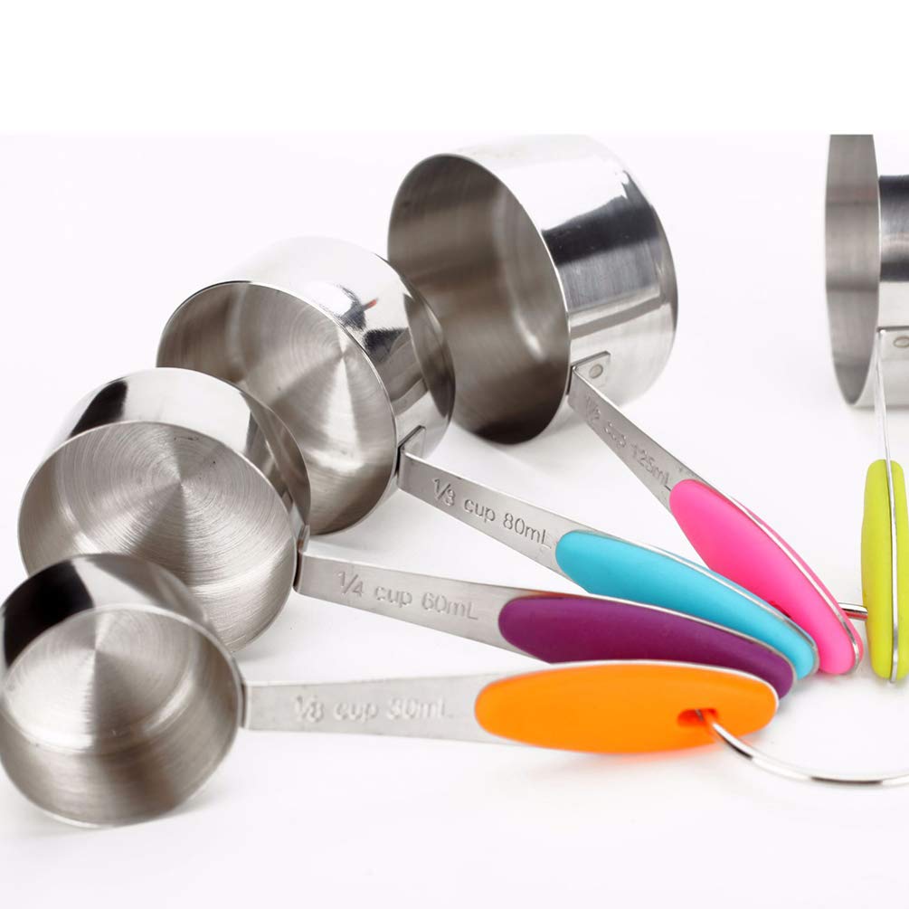 10-Piece Measuring Cups and Spoons Set - Stainless Steel Liquid Measuring Cups for Baking, Cooking, and Kitchen Use