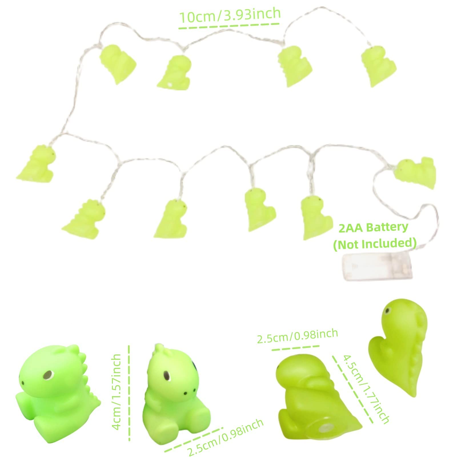 Dinosaur Night Lights for Kids - 5.4ft Battery Operated LED String Lights with 10 Warm White LEDs - Perfect for Bedroom Decor, Nursery, Birthday Parties & Holiday Decoration (1.65m Dinosaur Theme)