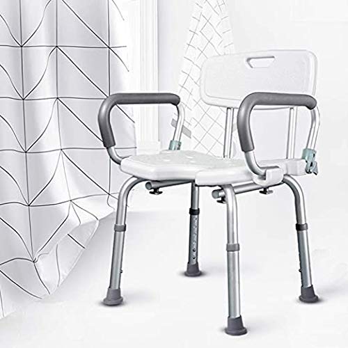 Adjustable Shower Chair for Seniors & Disabled - Slip-Resistant Bath Seat with Removable Arms & Back Support - 330lb Weight Capacity - Ideal for Elderly Safety & Mobility Assistance in Bathroom