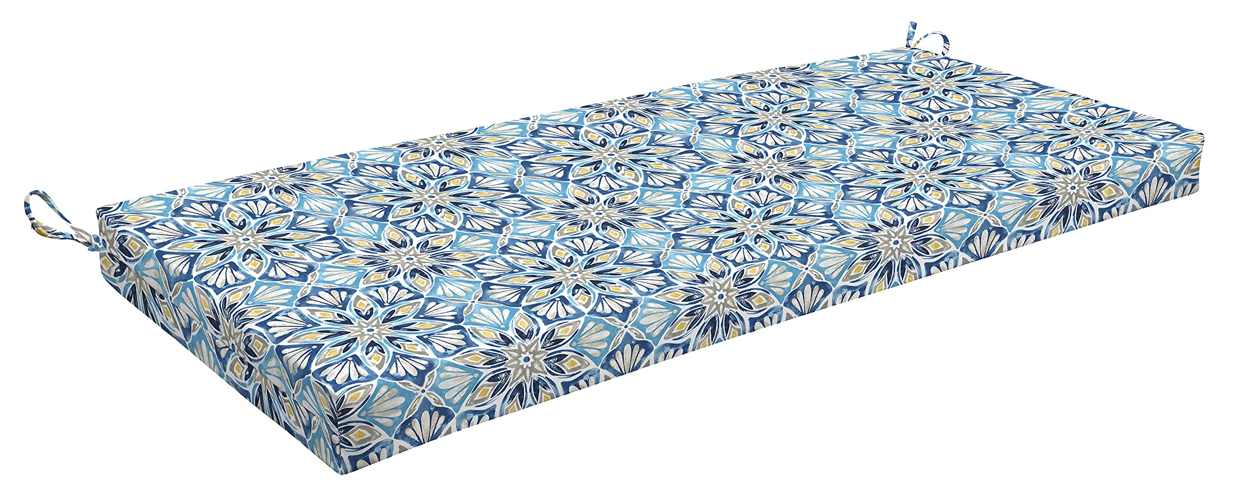 Premium Honeycomb Beryl Blue Bench Cushion – 44x18.5x3 Inch Indoor/Outdoor Reversible Patio Seat Cushion with Weather-Resistant Recycled Fiberfill – Perfect for Garden, Deck, Poolside & Porch Furniture