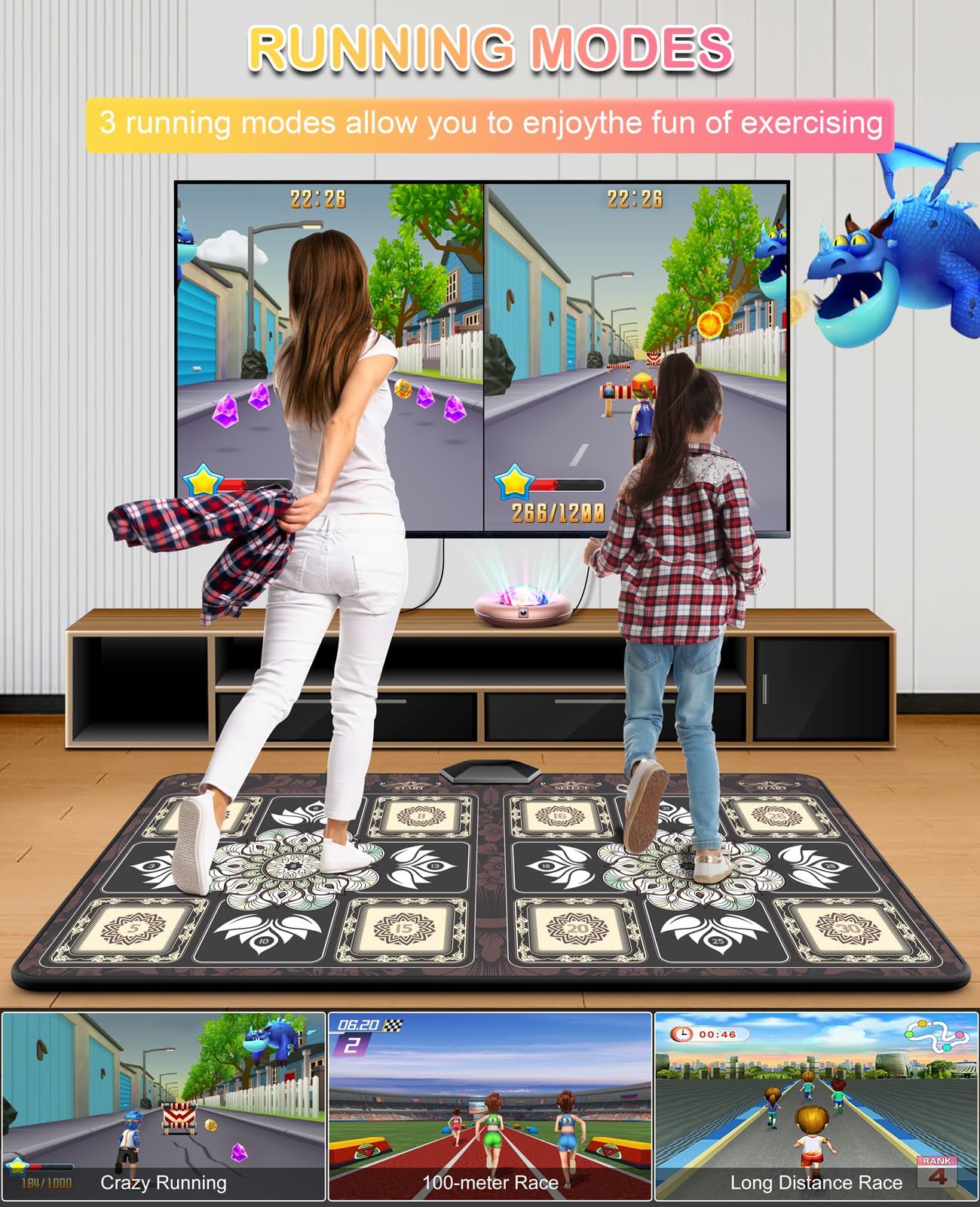 Wireless Electronic Dance Mat for TV - Non-Slip Wrinkle-Free TikTok Dance Game Pad with Camera | Plug & Play Exercise Mat for Kids & Adults | Perfect Christmas Gift for Boys & Girls | Great for Family Fun, Fitness Workouts & Party Games