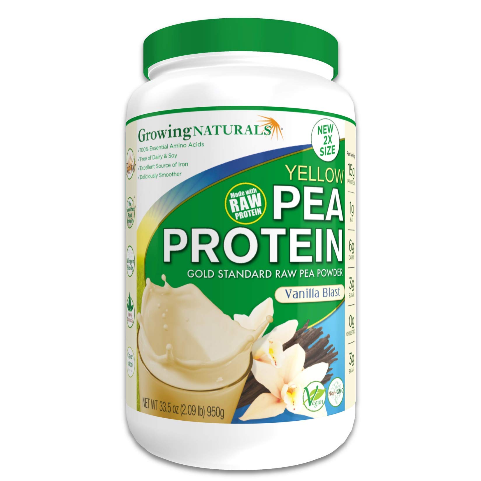 Gold Standard Vanilla Plant-Based Protein Powder - Non-GMO, Vegan, Gluten-Free, Keto Friendly, Shelf-Stable Pea Protein (2lb) | Perfect for Smoothies, Baking & Post-Workout Recovery