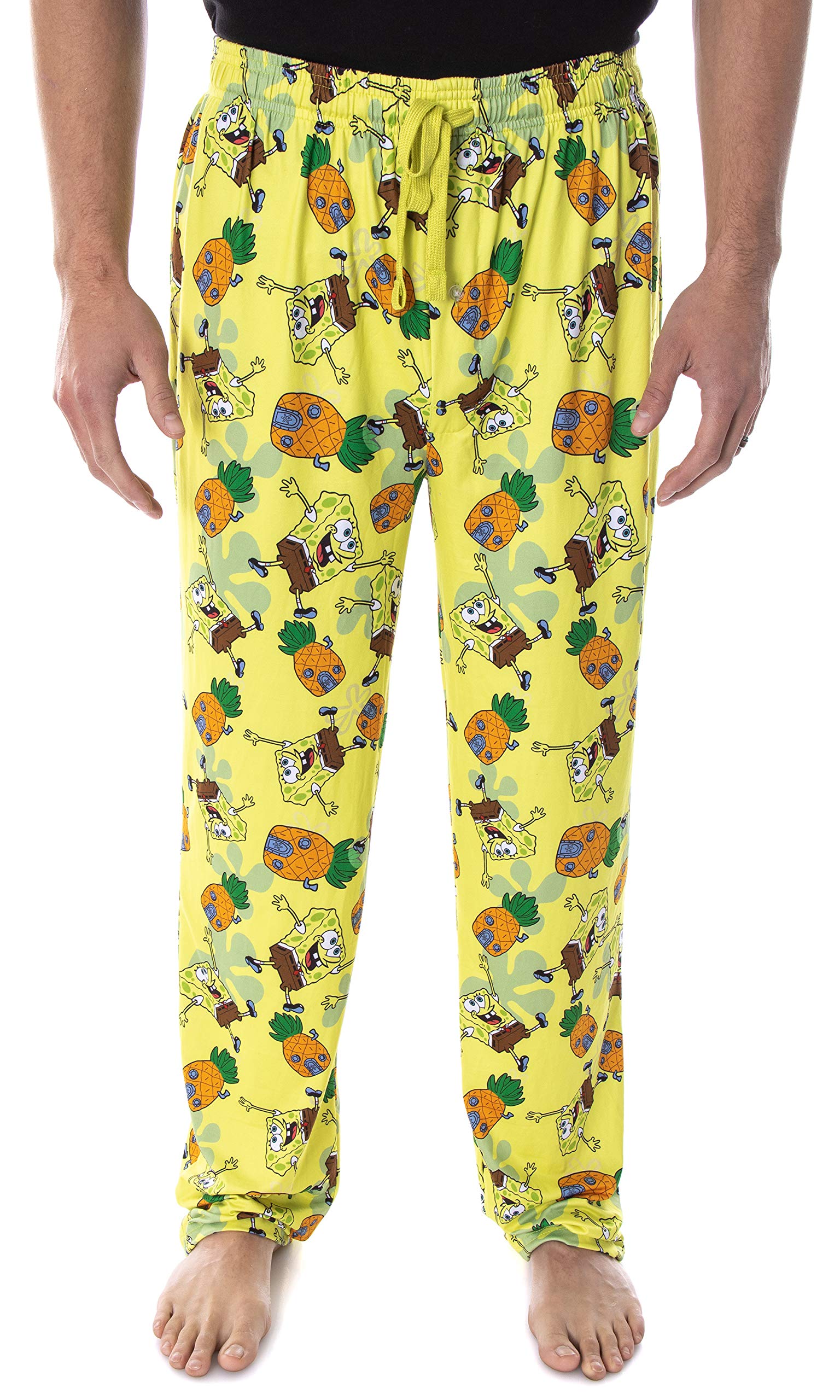 SpongeBob SquarePants Pineapple House Print Men's Lounge Pants - Soft Cotton Sleepwear Pajama Bottoms for Relaxing at Home & Cartoon Fans Gift
