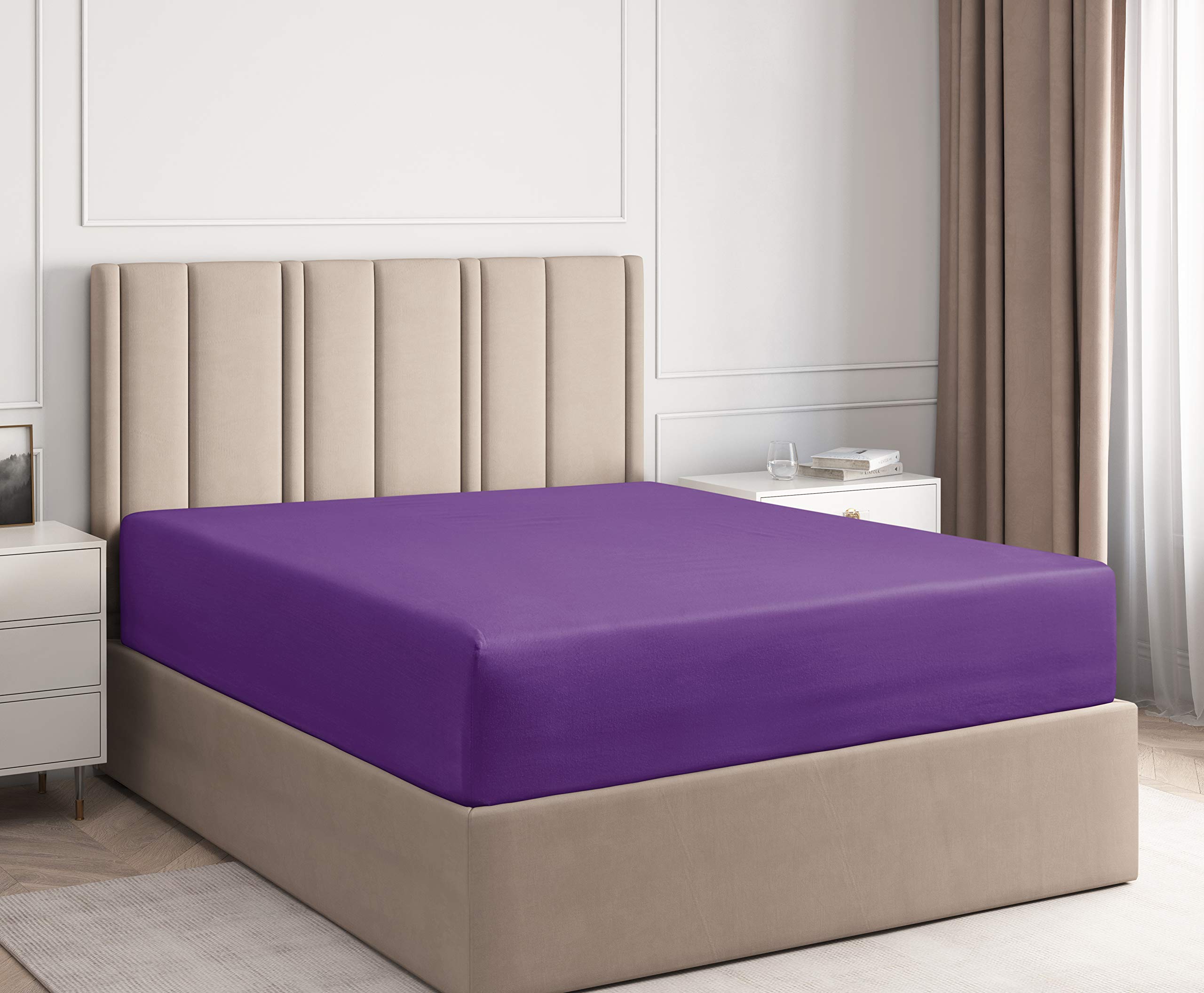 Twin XL Fitted Sheet - 1 Piece 100% Cotton Luxury Bed Sheets - Extra Soft & Breathable Cooling Sheets - 18