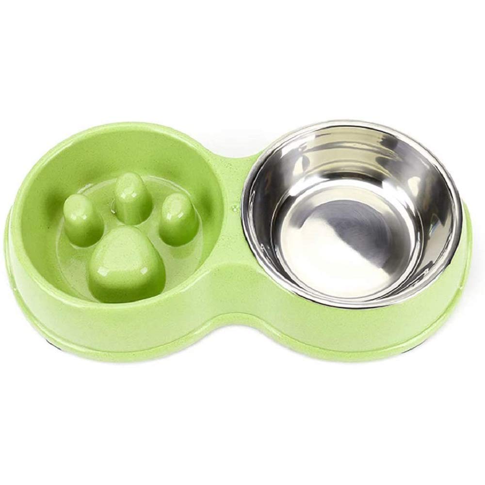 Slow Feeder Dog & Cat Bowl - Stainless Steel Double Bowl with Anti-Choking Design for Small & Large Pets - Perfect for Mealtime Fun and Portion Control at Home or Travel