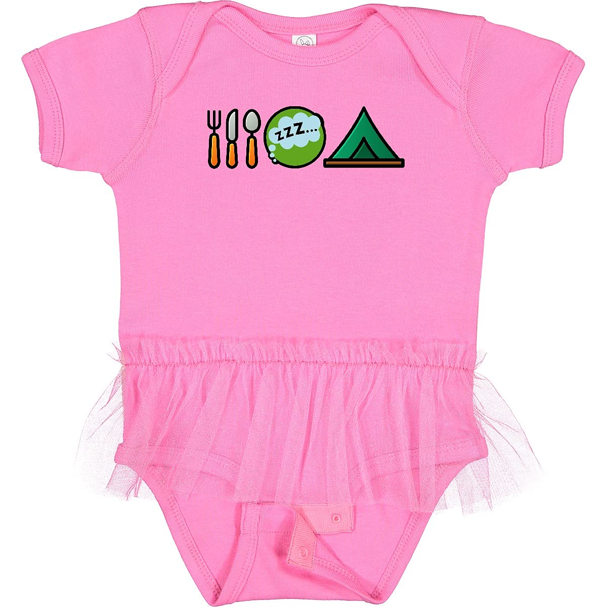 Inktastic Camping Eat Sleep Camp Infant Tutu Bodysuit - Cute Baby Onesie for Outdoor Adventures, Camping Trips & Family Photos