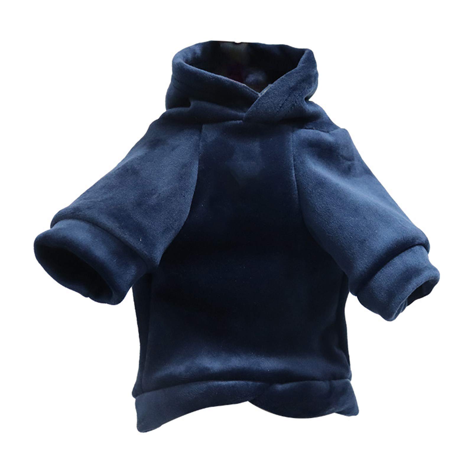 Winter Dog Jacket for Small & Medium Dogs - Warm Solid Blue Hoodie Sweatshirt with Ball | Cozy Puppy Clothes for Cold Weather Walks & Outdoor Adventures (Size 2XL)