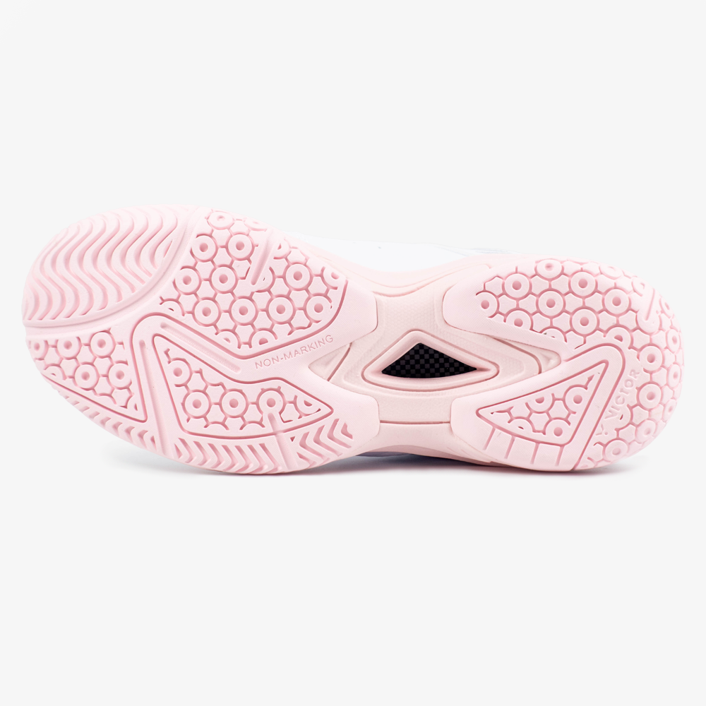 Victor P8500CLSF AI Wide Shoe for Women - Comfortable Athletic Sneakers in Bright White & Baby Pink | Perfect for Running, Walking & Gym Workouts