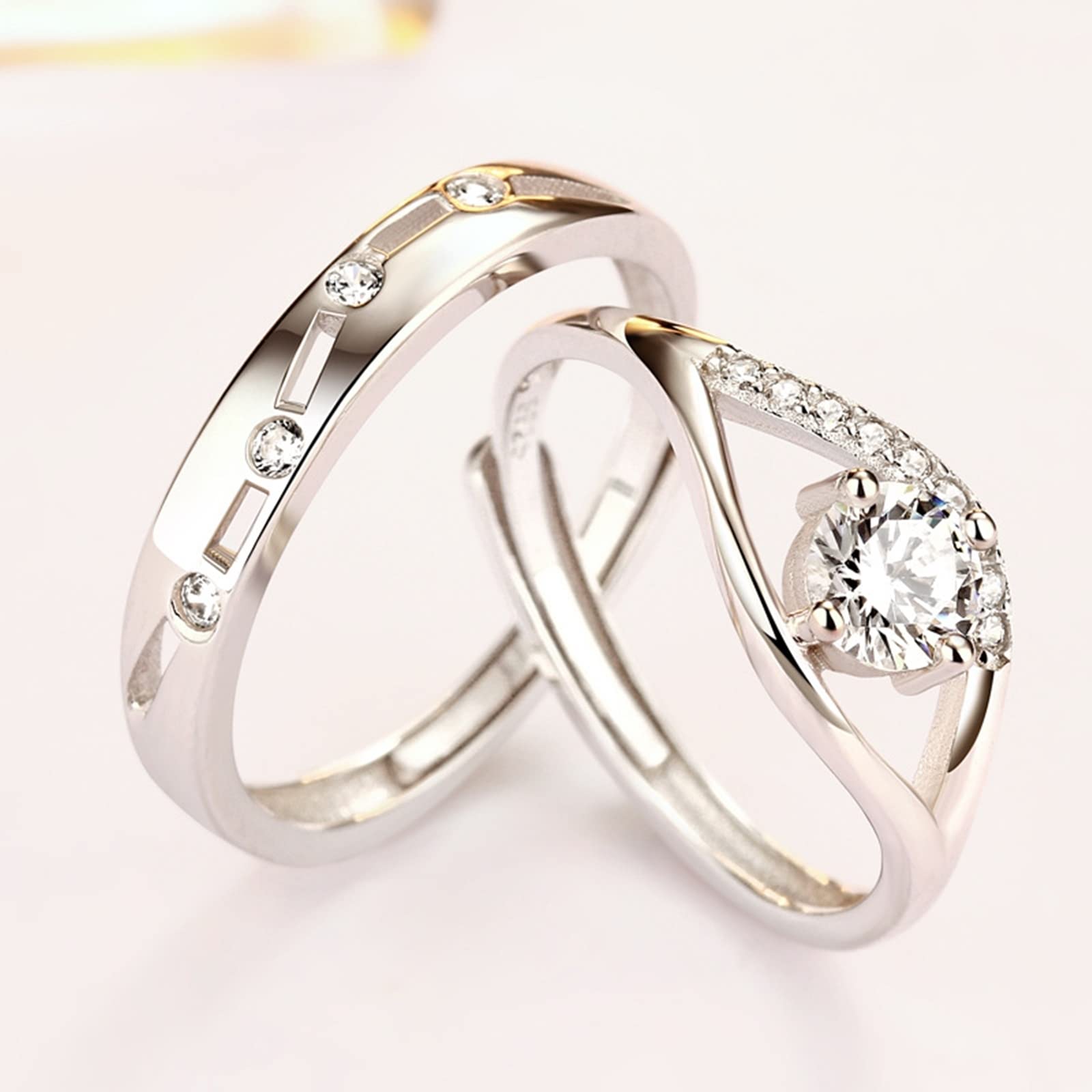 Stylish Cubic Zirconia Sterling Silver Men's Engagement Ring - Hollow Eye Design Wedding Band for Him | Perfect for Proposals, Anniversaries & Special Occasions
