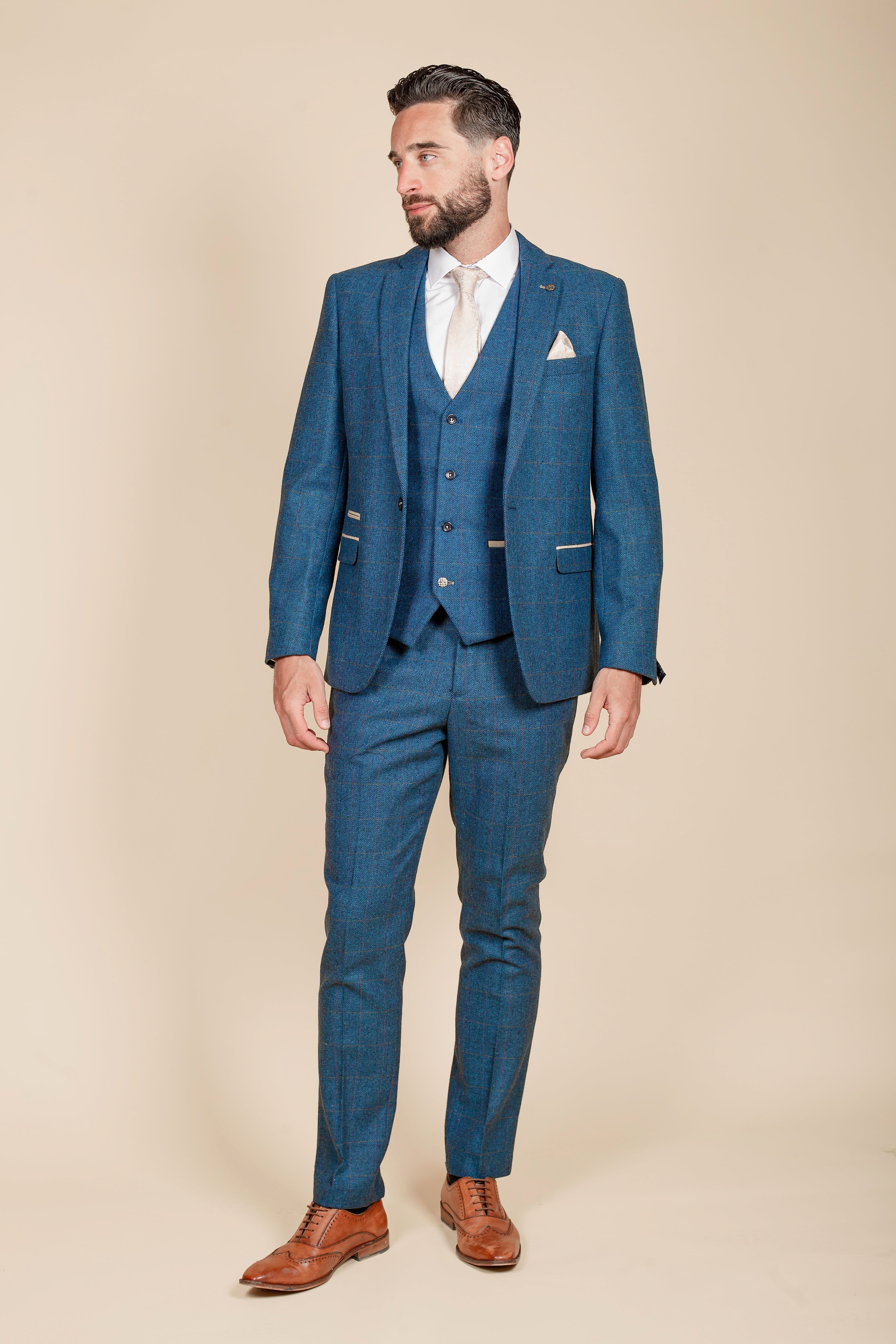 Everton FC Official DION Blue Tweed Suit with Kelvin Waistcoat - Premium Football Team Suit for Match Days & Formal Events