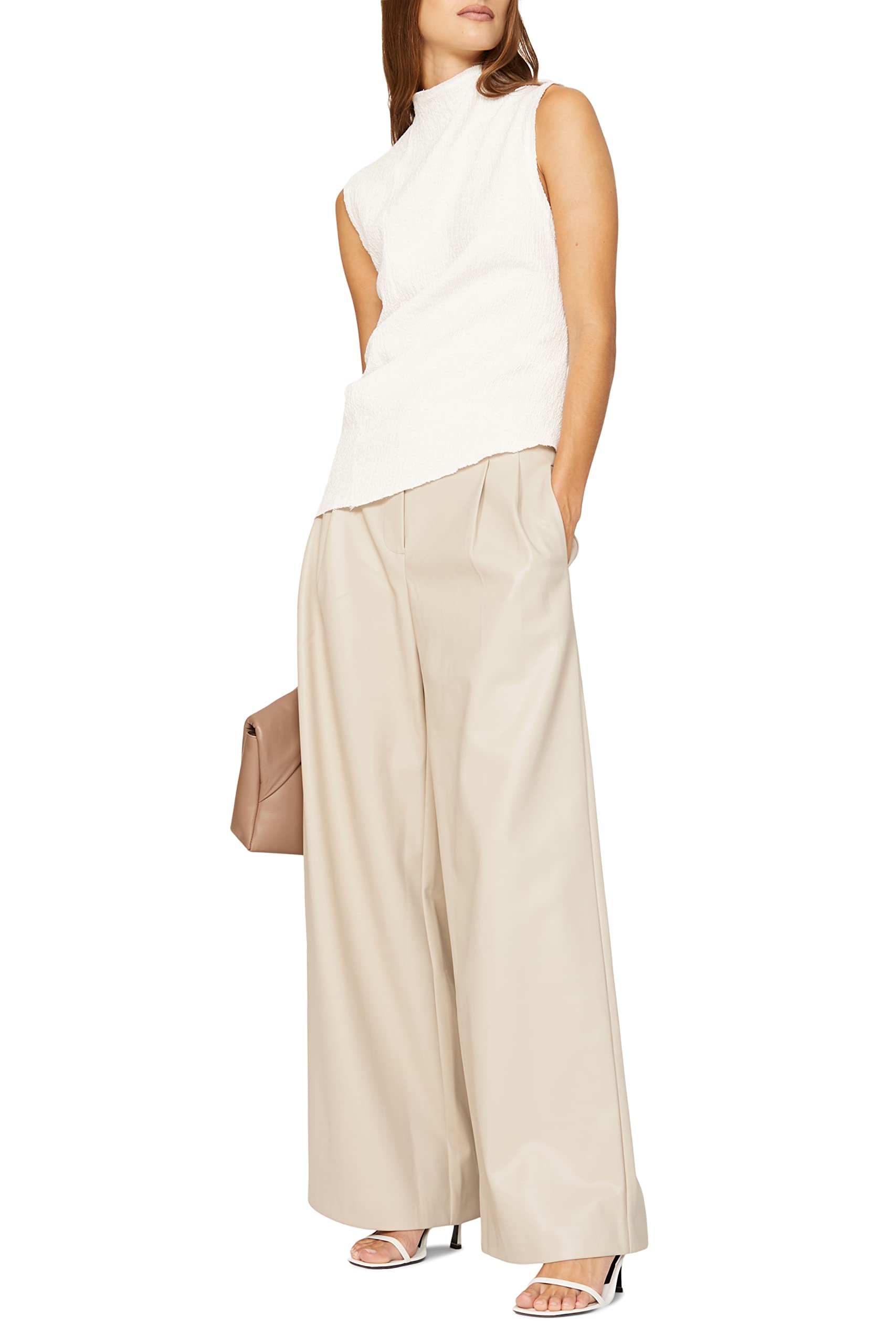 Stylish RTR Design Collective Wide Leg Faux Leather Pants for Women - High Waisted Stretch Vegan Leather Trousers - Perfect for Office, Night Out & Casual Wear