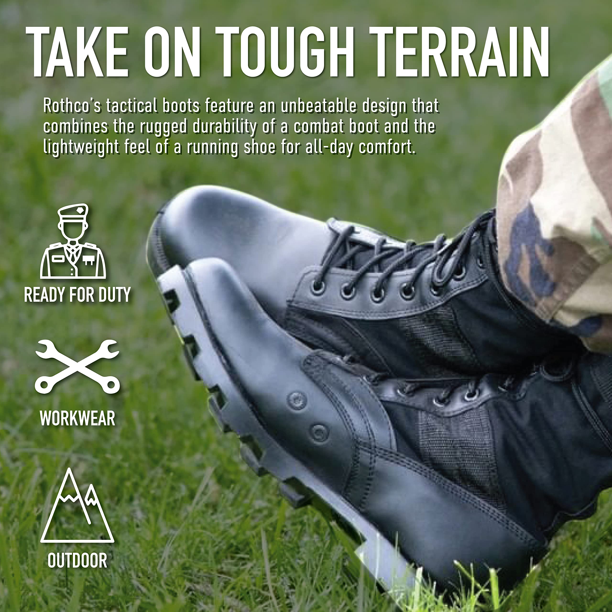Rothco Military Jungle Boots - Durable Work & Hiking Boots for Men - Waterproof Tactical Footwear for Outdoor Adventures, Camping, and Heavy Duty Work