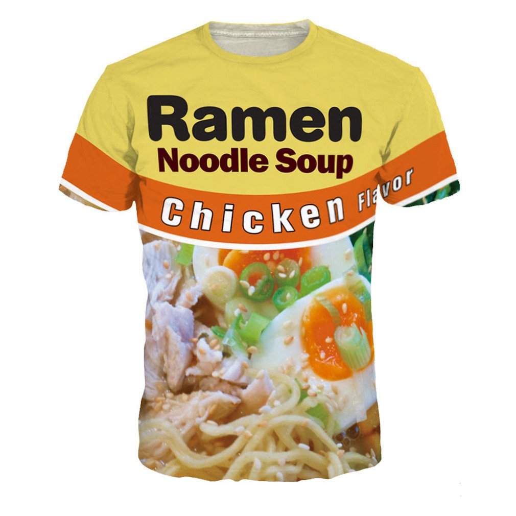 3D Ramen Noodle Soup Print Sweatshirt - Funny Pork/Chicken/Beef Design Hoodie & T-Shirt Set | Cute Asian Food Themed Outfit for Streetwear, Cosplay & Anime Fans