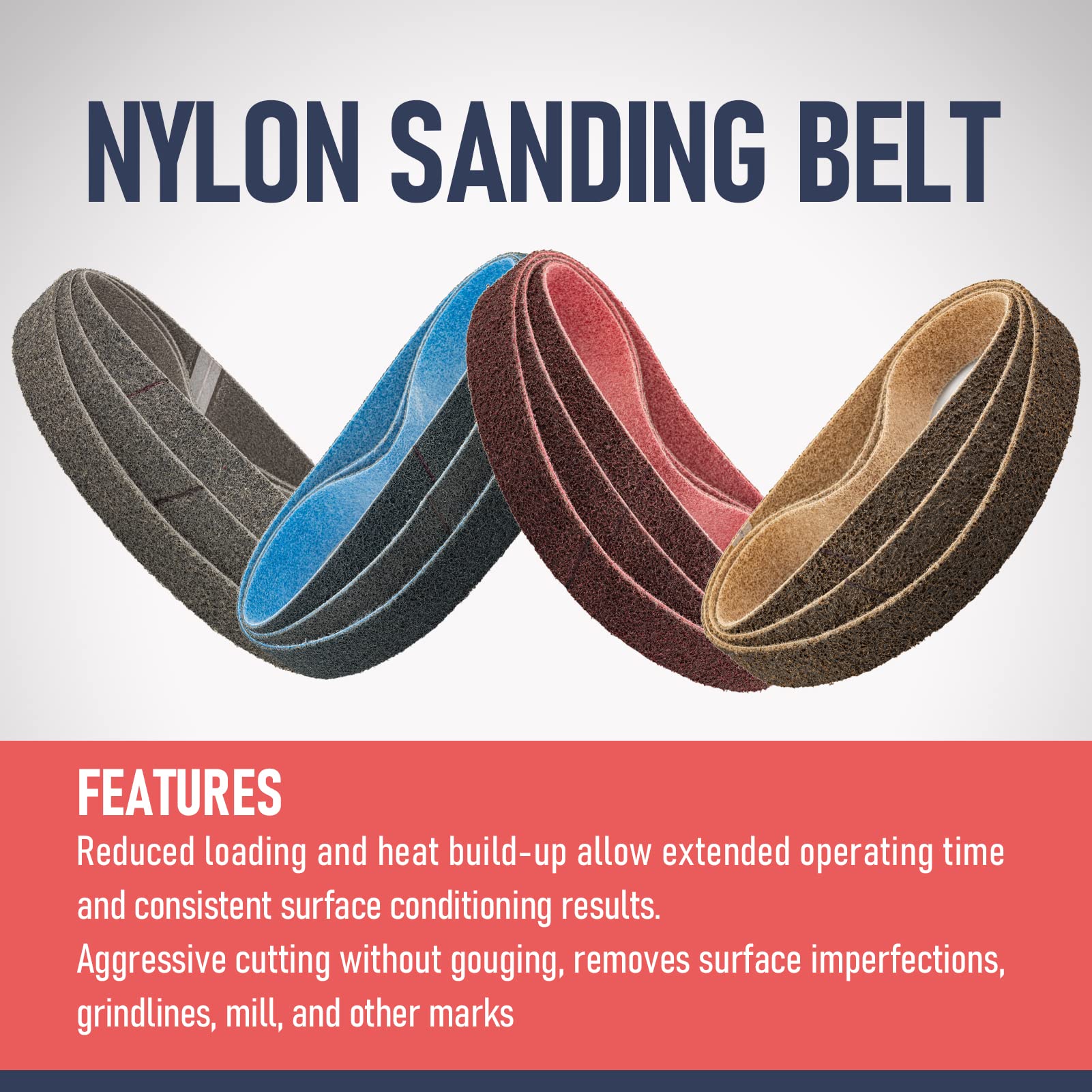 40 x 760mm Nylon Sanding Belt 12-Pack - 3 Each of 150/240/400/600 Grit Non-Woven Abrasive Belts for Surface Conditioning, Polishing & Grinding - Perfect for Pipes, Curved Surfaces & Handrails - Ideal for Woodworking, Metal Finishing & DIY Home Improvement Projects