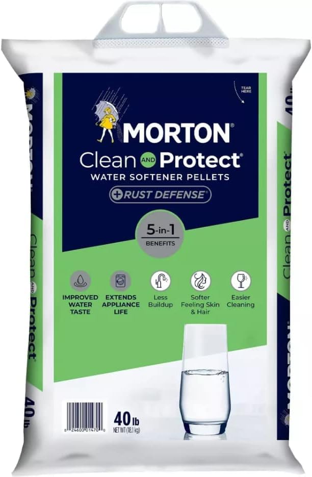 Morton Water Softener Pellets - 40 lb Bag for Clean & Rust-Free Water | Protects Pipes & Appliances | Ideal for Home, Laundry, and Dishwashing