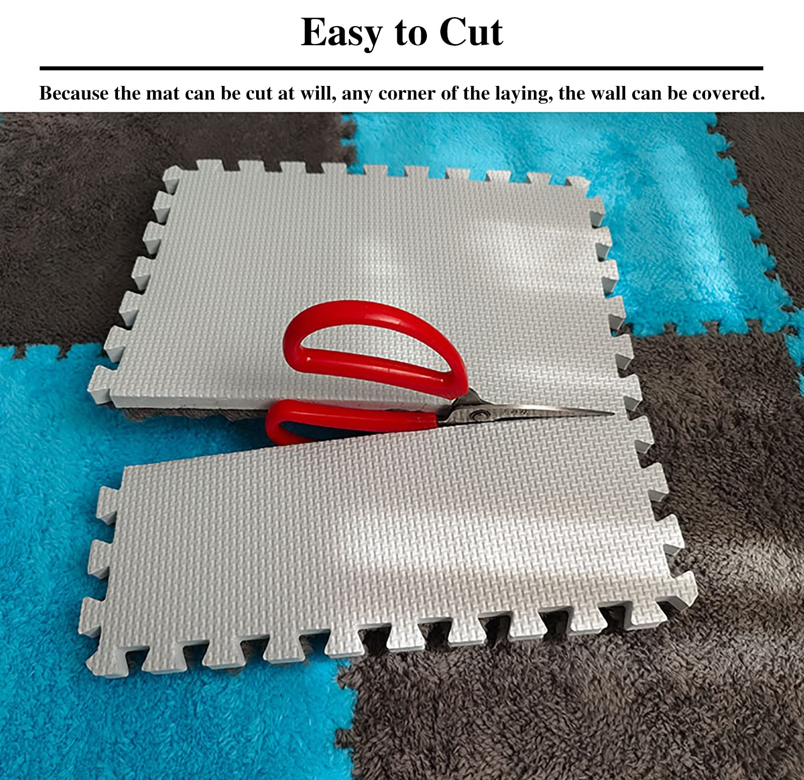Soft Plush Interlocking Foam Floor Mats - Non-Toxic EVA Foam Puzzle Tiles for Kids Playroom, Nursery, Bedroom & Living Room - Shaggy Fluffy Area Rug (20-Piece Set, Style 3) - Perfect for Playtime, Learning & Home Decor