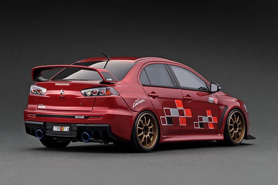 1:18 Scale Mitsubishi Lancer Evolution X (CZ4A) Diecast Model Car - Red Metallic Finish with Detailed Engine Display - Perfect for Collectors, Car Enthusiasts & Home/Office Decoration