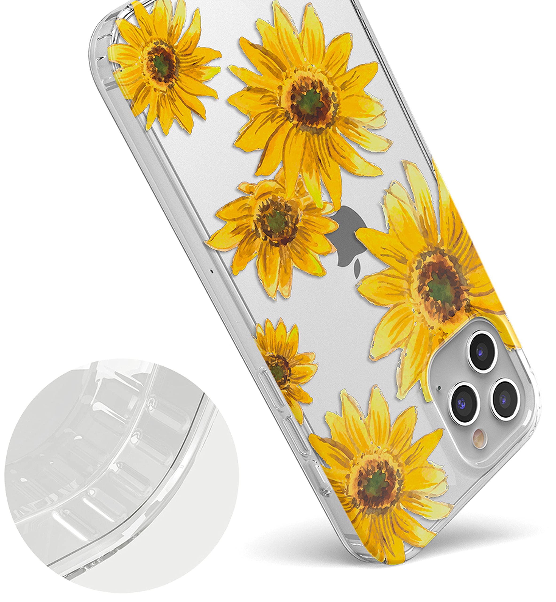 Casely iPhone 12/12 Pro Case - Golden Garden Yellow Sunflower Floral Design | Ultra Slim Protective Cover | Perfect for Everyday Use & Outdoor Activities