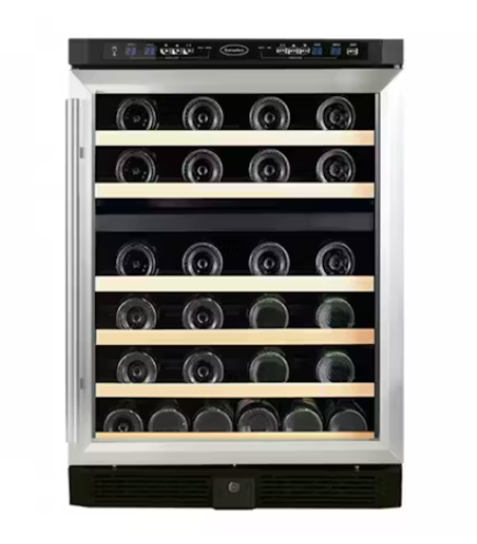 EuropAce EWC6460S 24 Inch Dual Zone Wine Cooler Refrigerator - 46 Bottle Capacity, Freestanding or Built-In, Perfect for Home Bars, Restaurants, and Wine Cellars