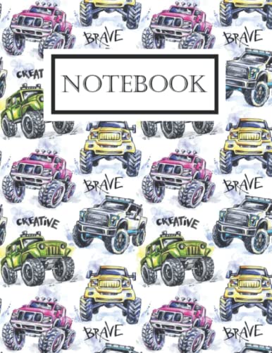 Monster Truck Composition Notebook - 100 Pages 8.5x11 Lined Journal for Kids & Adults - Durable School Supplies, Writing Diary, Sketchbook - Perfect for School, Office & Creative Writing