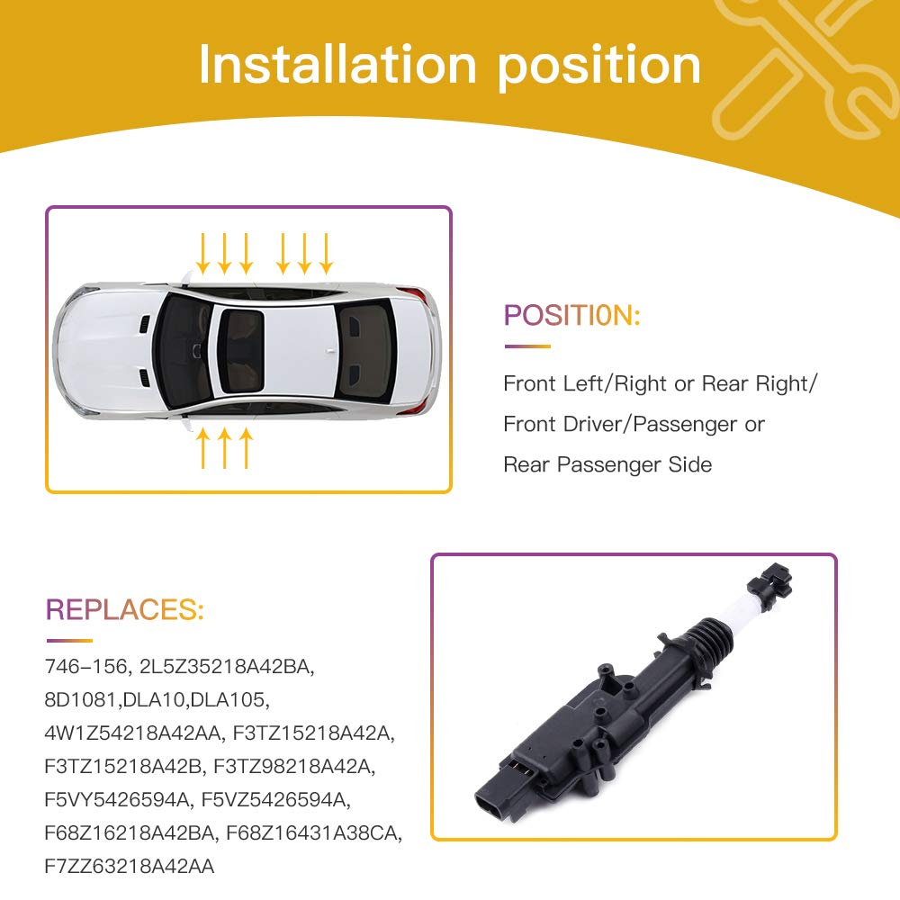 SCITOO Power Door Lock Actuator Kit - Compatible with Ford 91-03, Lincoln 90-02, Mercury 97 - Front Left/Right & Rear Right (746-156 DLA302) - Easy Installation for Car Door Lock Repair & Replacement