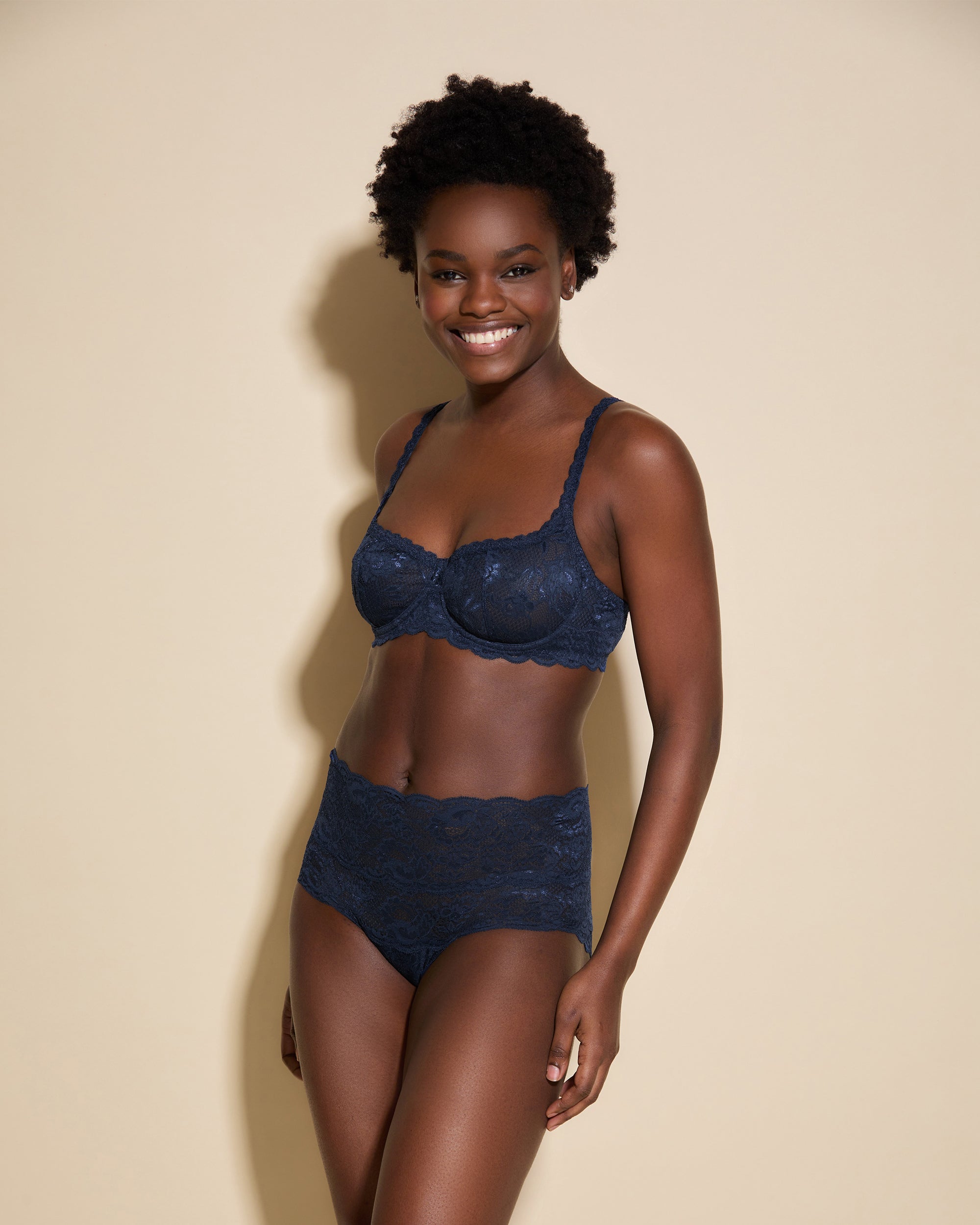 Never Say Never Balconette Bra in Blu Navy - Comfortable Lace Underwire Bra for Everyday Wear & Special Occasions