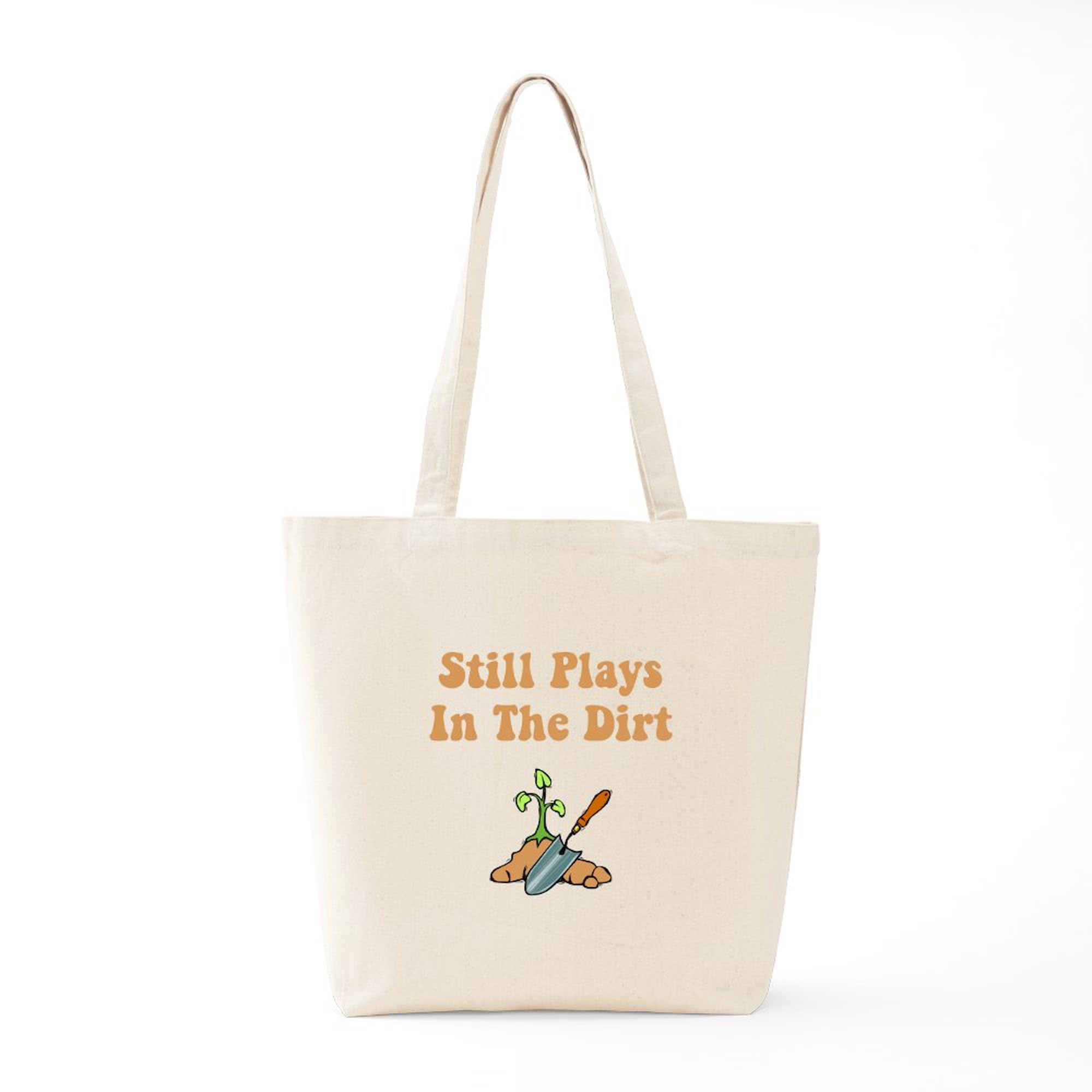 Eco-Friendly Natural Canvas Tote Bag - Still Plays In The Dirt Design | Reusable Grocery Shopping Bag & Beach Tote | Perfect for Farmers Markets, Groceries & Outdoor Adventures