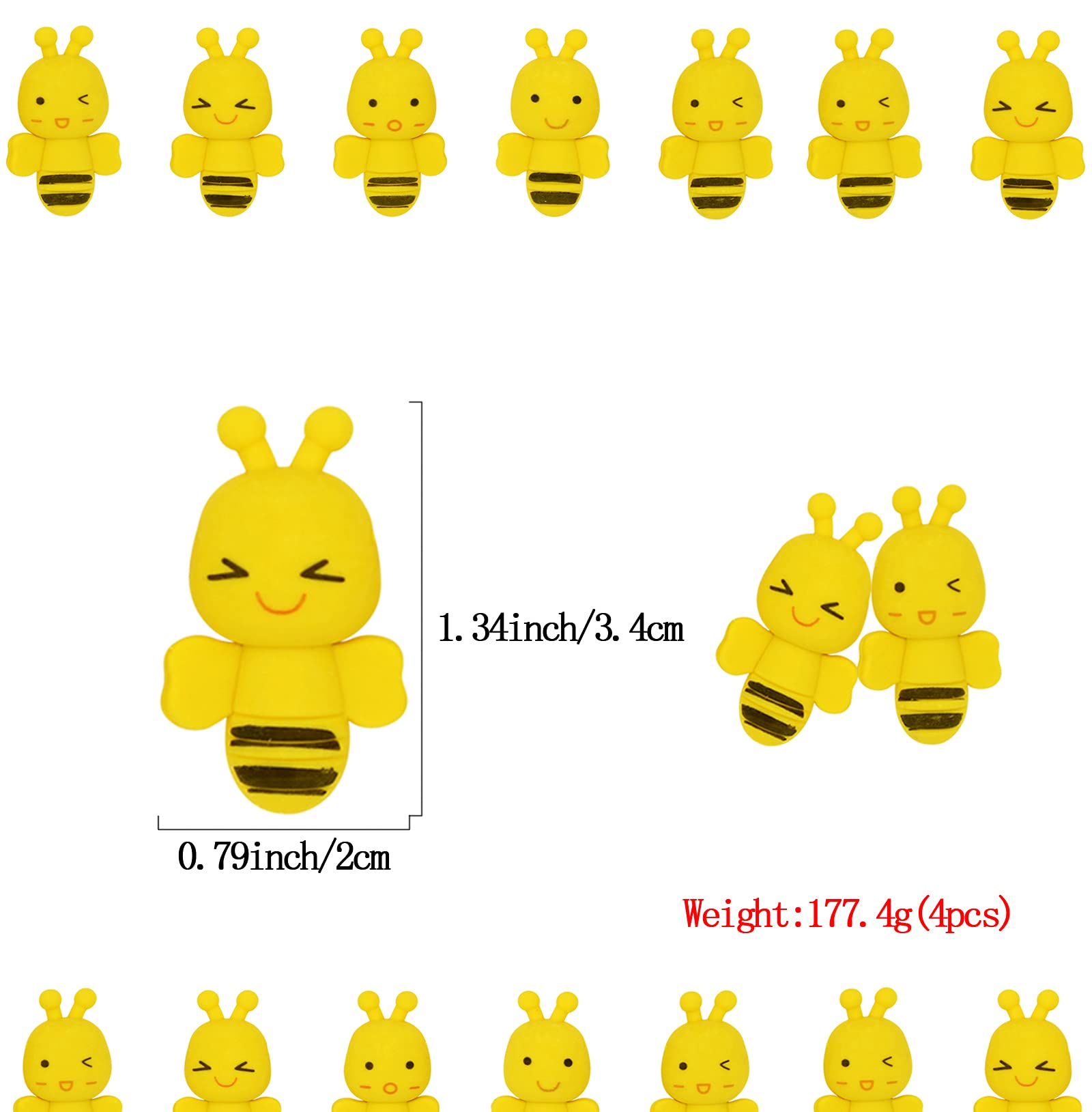 20 PCS Mini Bee Pencil Erasers Set - Cute Cartoon Animal Erasers for Kids, Classroom Rewards, Party Favors, School Supplies & Home Decor - Perfect for Teachers, Students & DIY Crafts