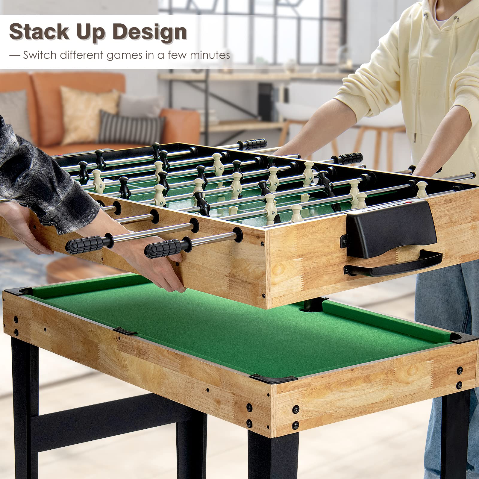 Giantex 10-in-1 Multi Game Table Set with Hockey, Foosball, Pool, Ping-Pong, Chess, Cards, Checkers, Bowling, Shuffleboard & Backgammon - Adult Size Multiplayer Game Table for Game Room, Family Gatherings & Entertainment Centers - Perfect for Parties, Basement Fun & Indoor Recreation