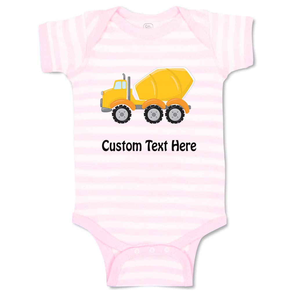 Custom Funny Cotton Striped Baby Bodysuit - Cute Boy & Girl Infant Clothes with Concrete Mixer Design | Perfect for Playtime, Photo Shoots & Everyday Wear