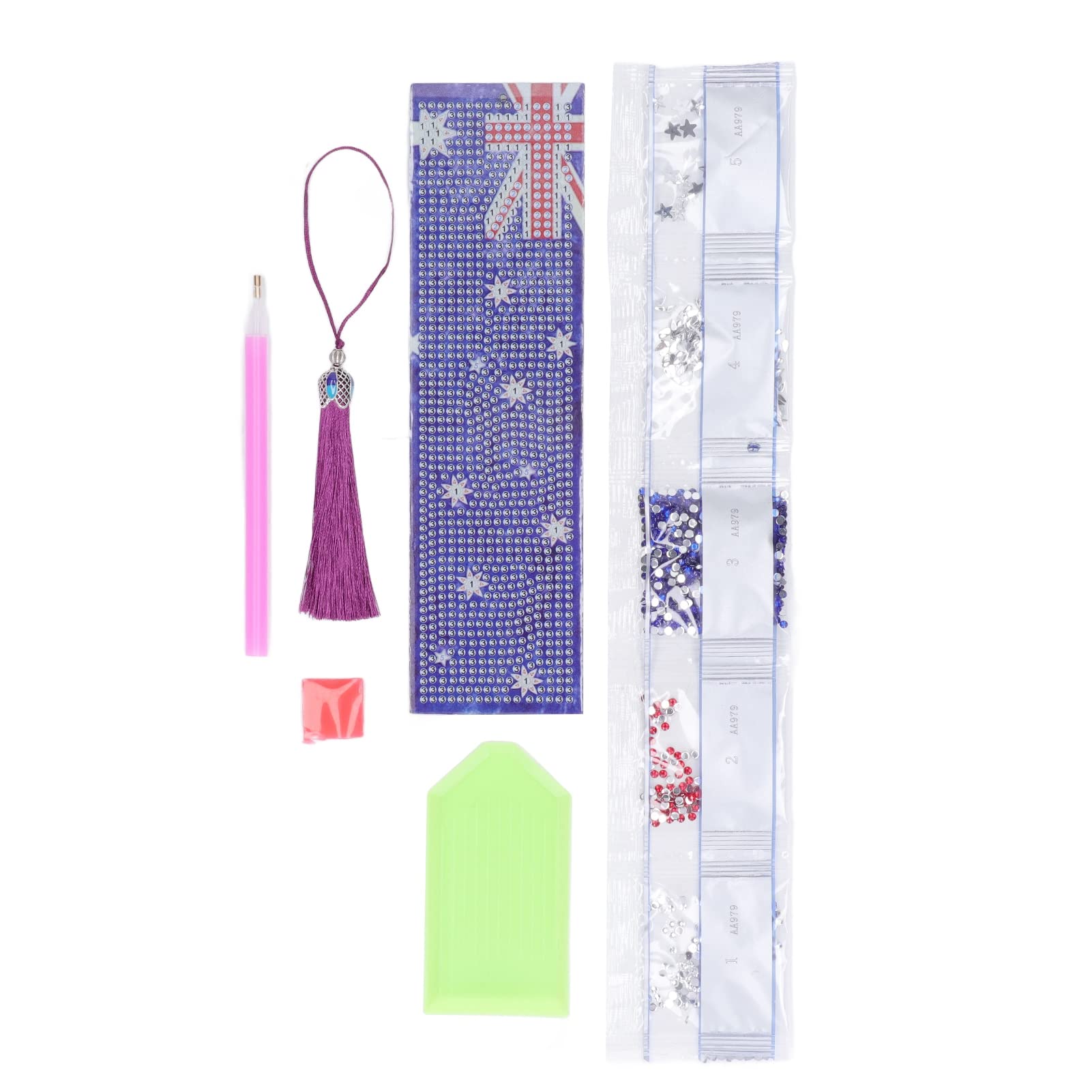 DIY Rhinestone Painting Bookmarks Kit for Kids - American Pattern Handcrafted Art Supplies for Scrapbooking, Gifts, and School Projects