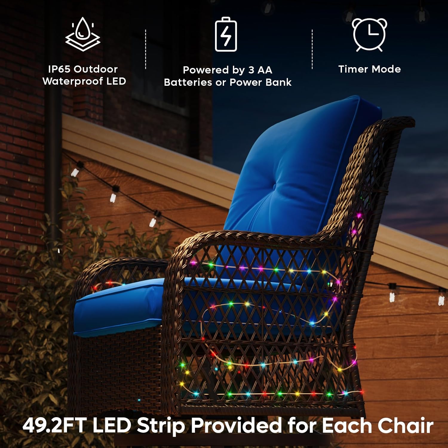 Bestier 360-Degree Swivel Gliding Wicker Patio Chair with Side Table - Outdoor Lounge Furniture Set for Garden, Poolside, and Backyard Relaxation
