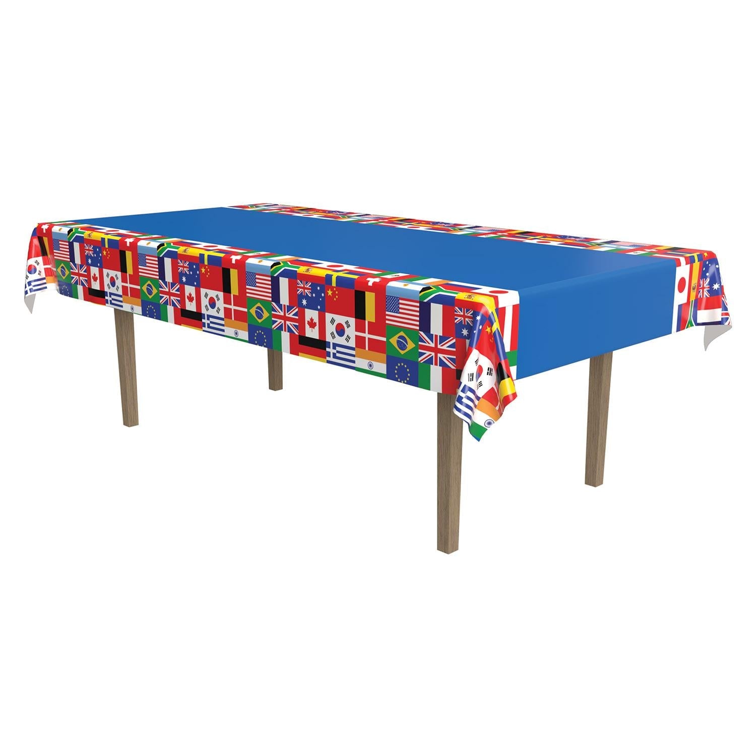 12 Pack Beistle International Flag Party Table Cover - Patriotic Decor for 4th of July, Independence Day & National Celebrations - Perfect for Outdoor BBQs, Picnics & Festive Gatherings