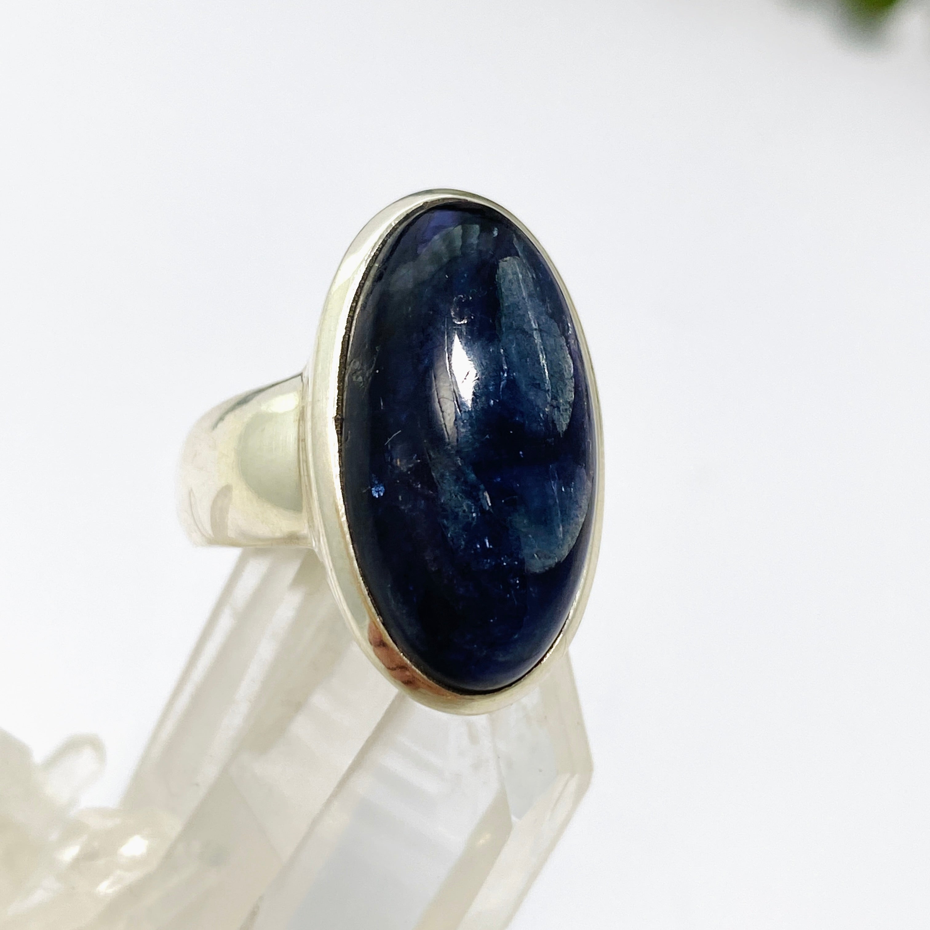 Iolite Oval Cabochon Ring Size 7 - Elegant Purple Gemstone Jewelry for Women, Perfect for Weddings, Parties & Everyday Wear