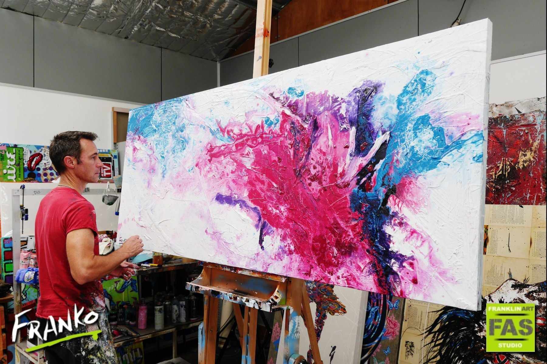 Blossom Possum 200cm x 80cm White Pink Abstract Canvas Art - Modern Wall Decor for Living Room, Bedroom & Office