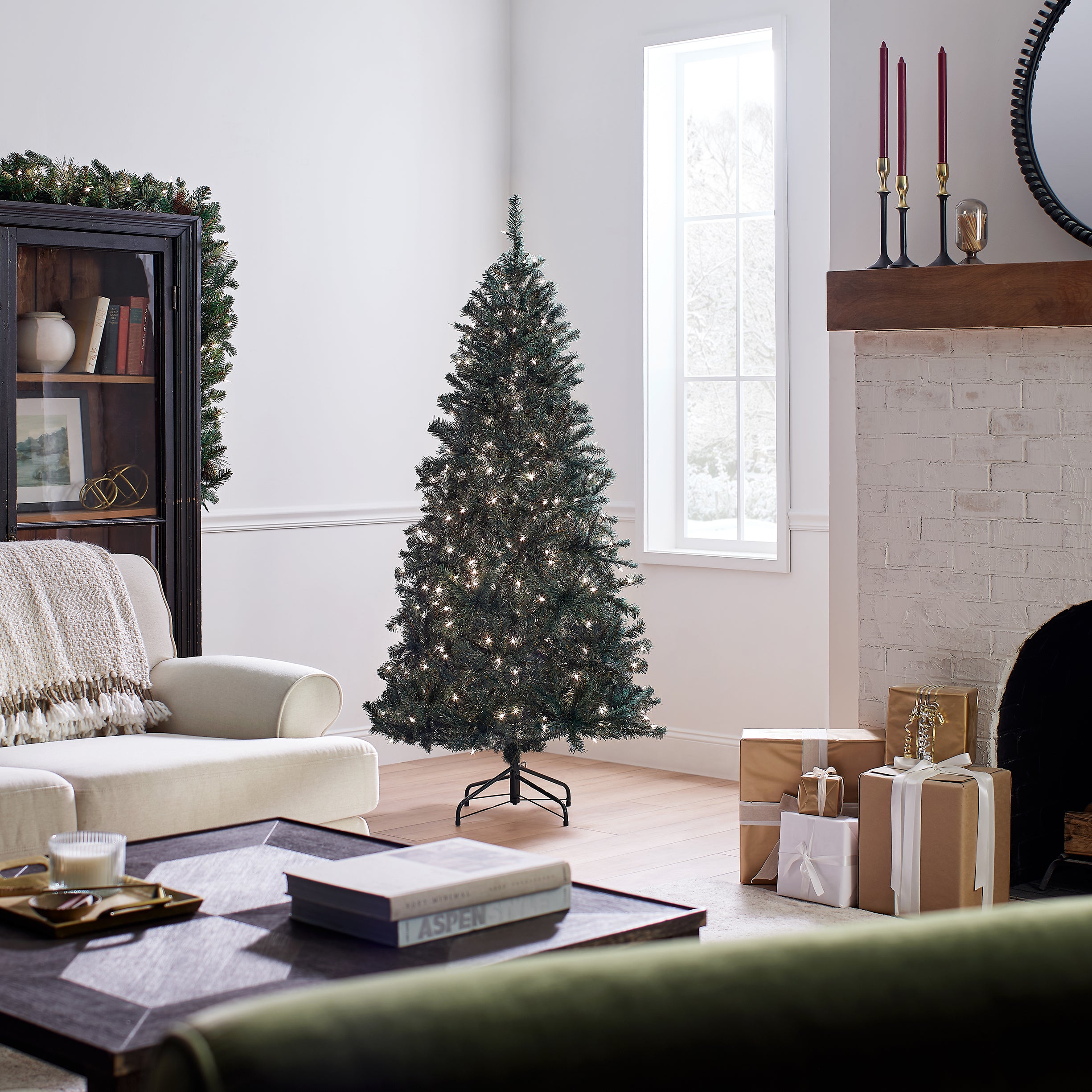 6 ft. Pre-Lit Acacia Artificial Christmas Tree with Clear LED Lights - Perfect for Home, Office, and Holiday Decorations
