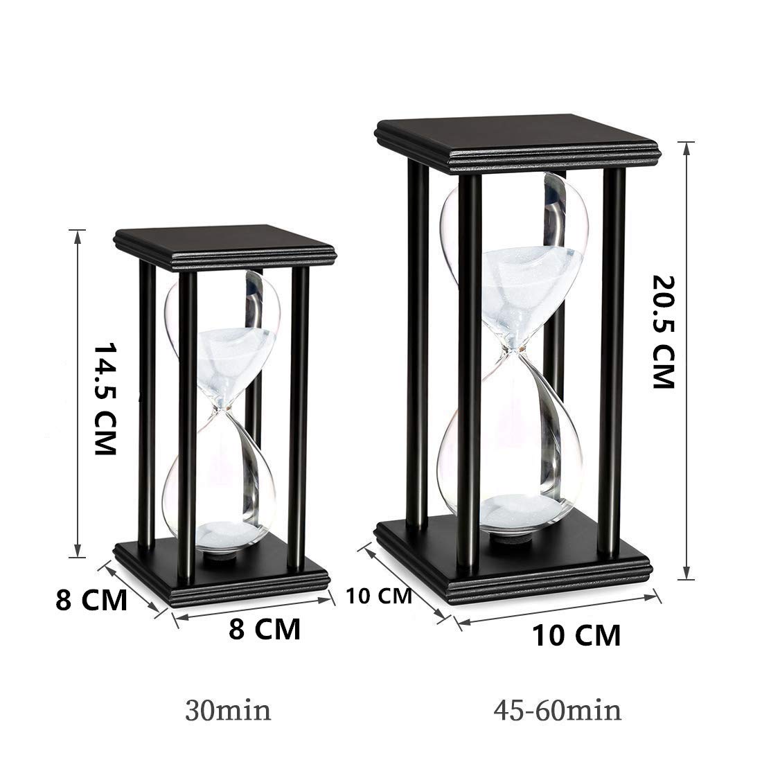60 Minute Hourglass Sand Timer - Wooden Frame White Sandglass Clock for Kids Room Decor, Birthday Gifts, Tea/Coffee Table, Bookshelf & Classroom Games | Perfect for Study Time Management, Cooking, Board Games & Meditation