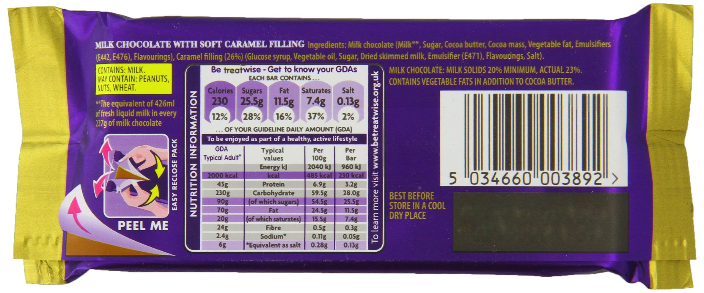 Cadbury Dairy Milk Caramello Chocolate Bar 53g (24-Pack) - Bulk Chocolate for Parties, Gifts & Snacking