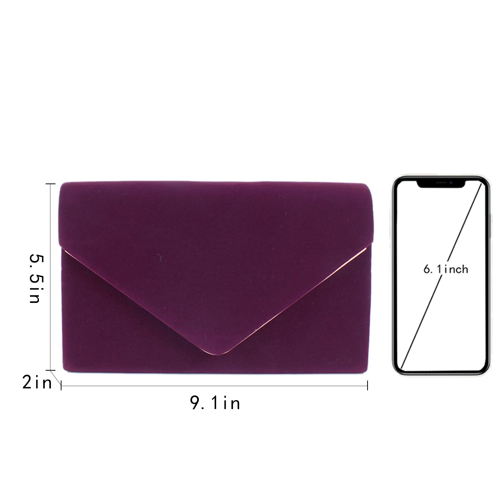Aisi Women's Velvet Handbag - Elegant Envelope Evening Clutch with Chain Strap, Crossbody Purse for Party, Wedding & Special Occasions | Perfect Bridal Accessory & Night Out Essential