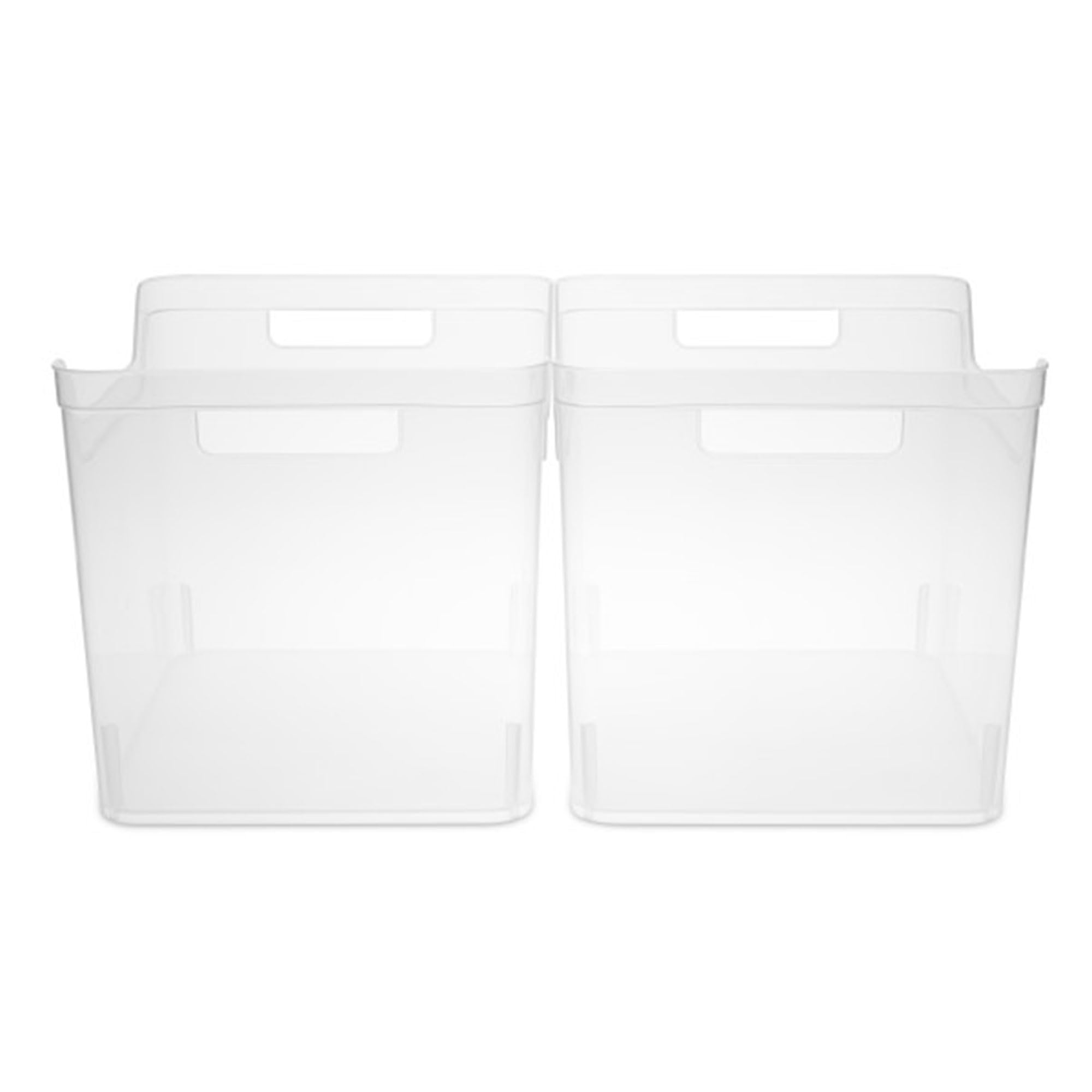 Sterilite Clear Plastic Storage Bins with Handles - 24 Pack Wide Shelf Organizer for Home, Kitchen, Office - Durable Open Top Baskets for Pantry, Closet, Toy & Craft Organization