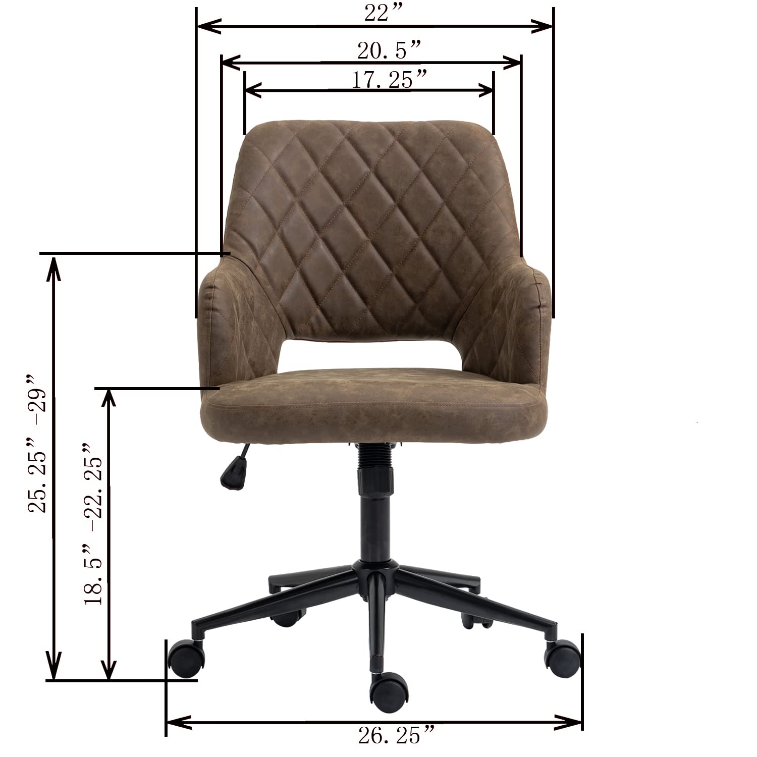 American Furniture Classics AW800 Ergonomic Office Chair - Mocha Brown - Adjustable Height & Lumbar Support for Home & Workspace Comfort