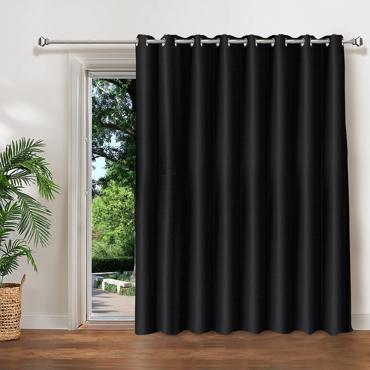 Blackout Thermal Insulated Curtains 72x72 Inches - Black Grommet Top Window Drapes for Bedroom & Kitchen - Noise Reducing & Energy Saving - Perfect for Home, Office, and Apartment Decor