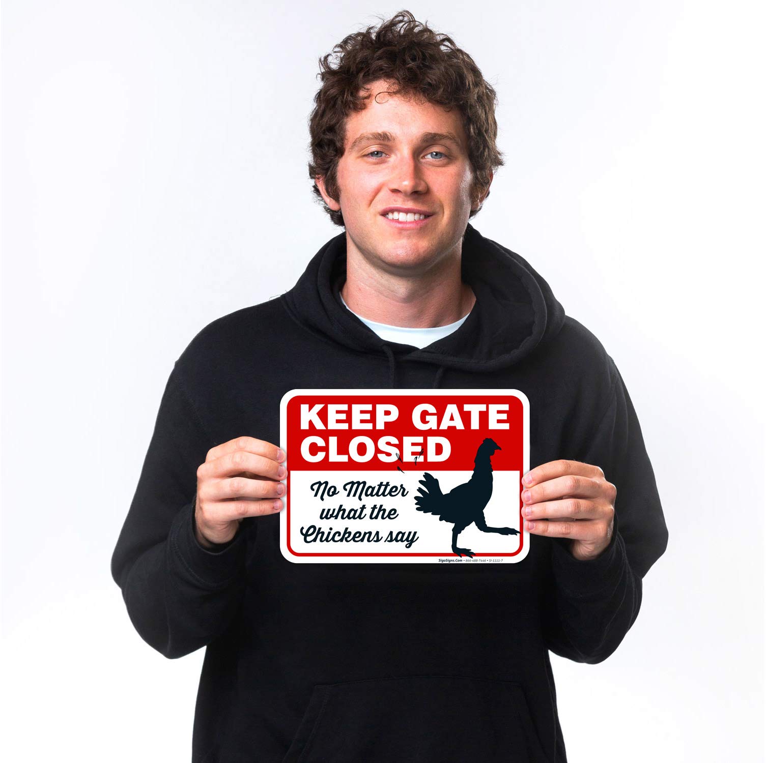 Funny Chicken Coop Sign - 'Keep Gate Closed No Matter What The Chickens Say' - 10x7 Inches Weatherproof Vinyl Decal - Made in USA - Perfect for Farmhouse Decor & Poultry Enthusiasts